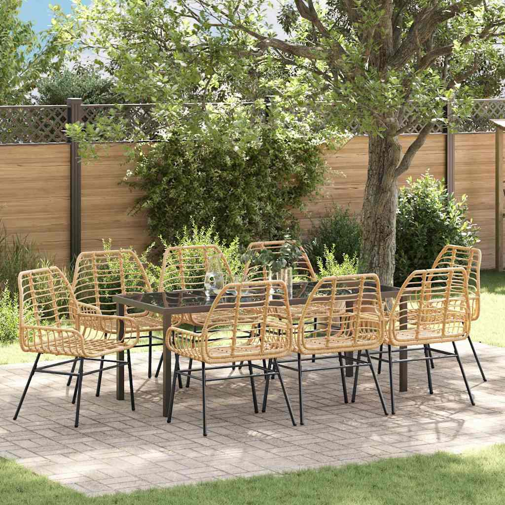 Garten Essgruppe 9 stk. Braun Poly-Rattan