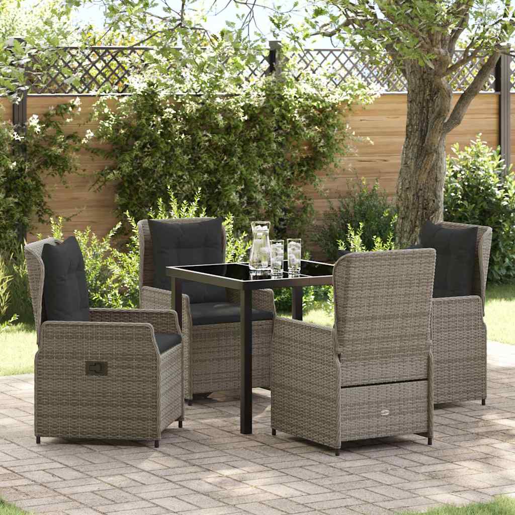 Garten Essgruppe 5 stk. Grau Poly-Rattan