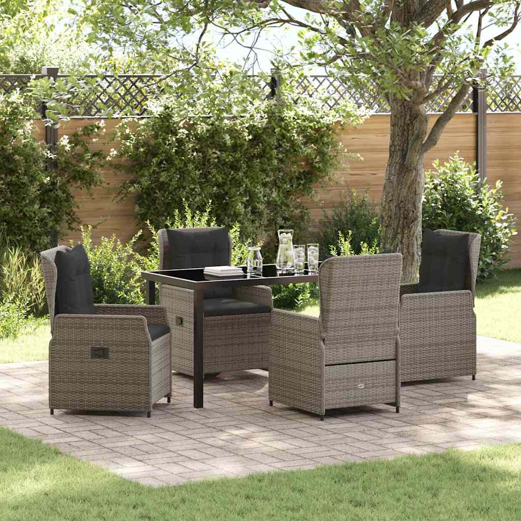 Garten Essgruppe 5 stk. Grau Poly-Rattan