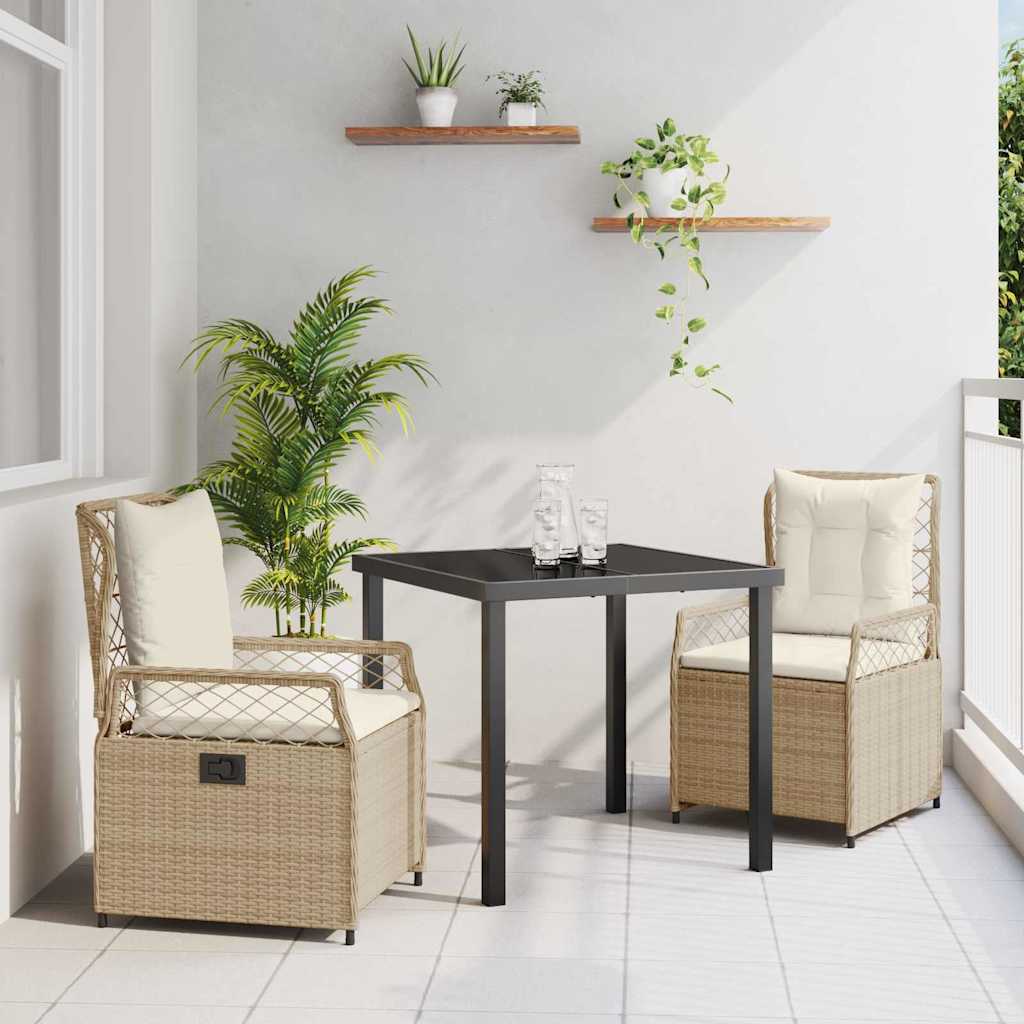 Garten Essgruppe 3 stk. Beige und Cremeweiß Poly-Rattan