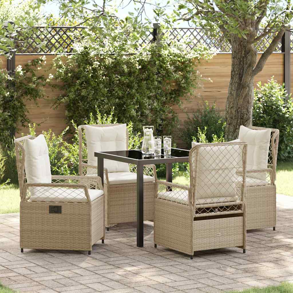 Garten Essgruppe 5 stk. Beige und Cremeweiß Poly-Rattan