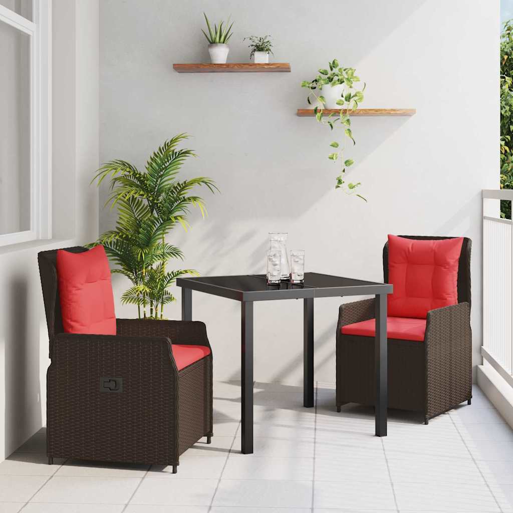Garten Essgruppe 3 stk. Braun Poly Rattan