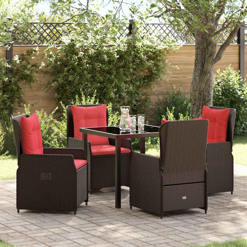 Garten Essgruppe 5 stk. Braun Poly Rattan