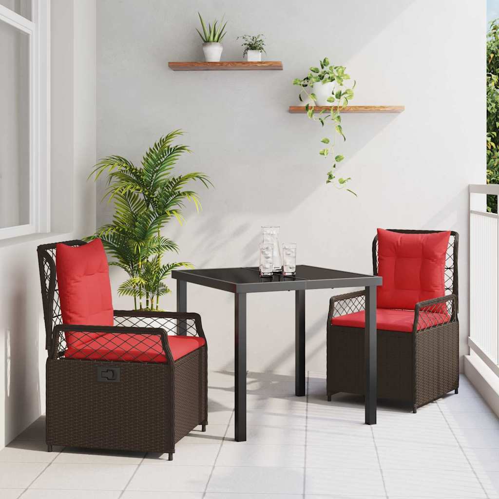 Garten Essgruppe 3 stk. Braun Poly-Rattan