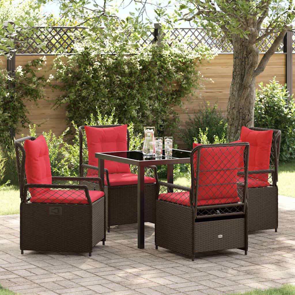 Garten Essgruppe 5 stk. Braun Poly-Rattan