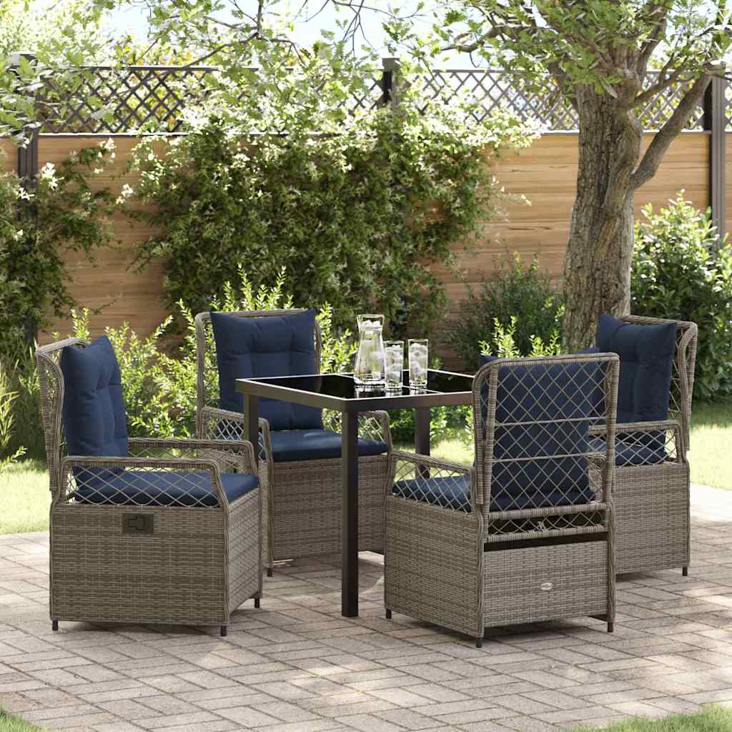 Garten Essgruppe 5 stk. Grau Poly-Rattan