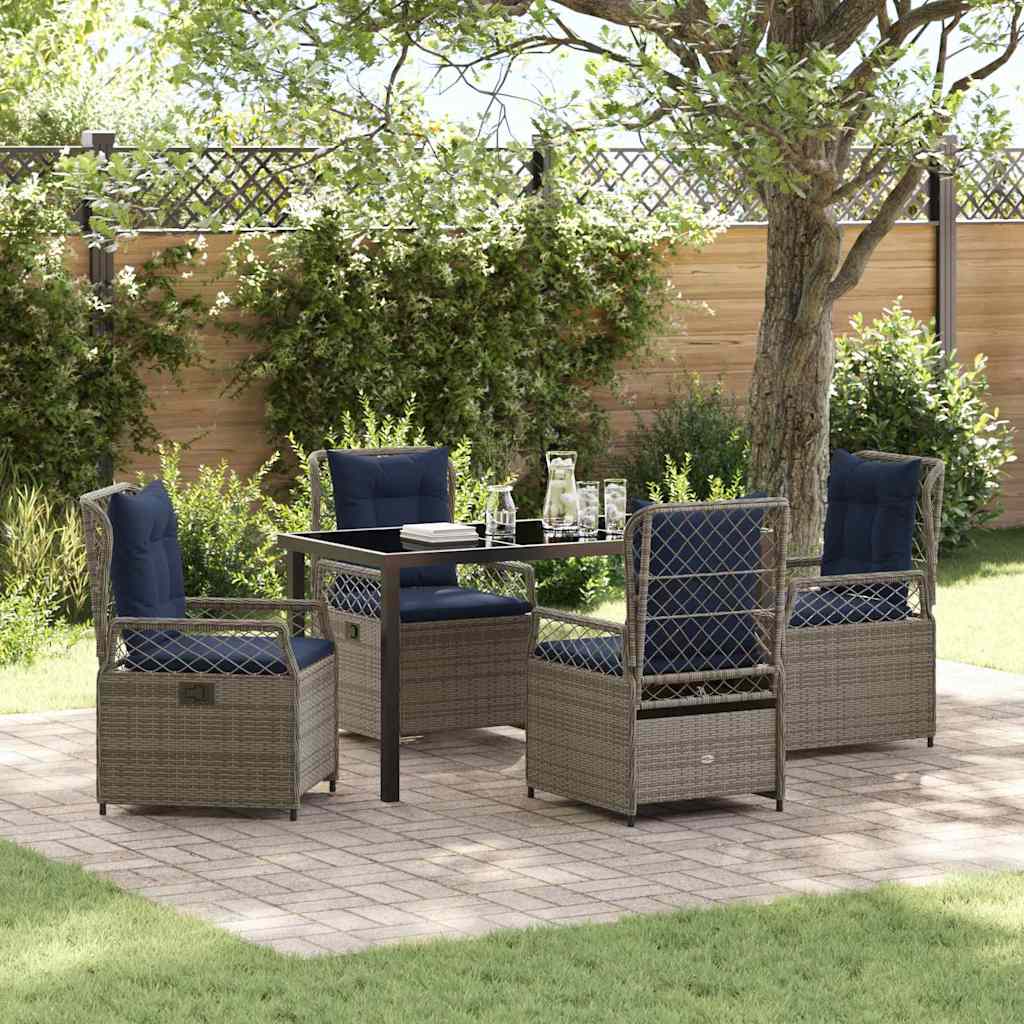 Garten Essgruppe 5 stk. Grau Poly-Rattan