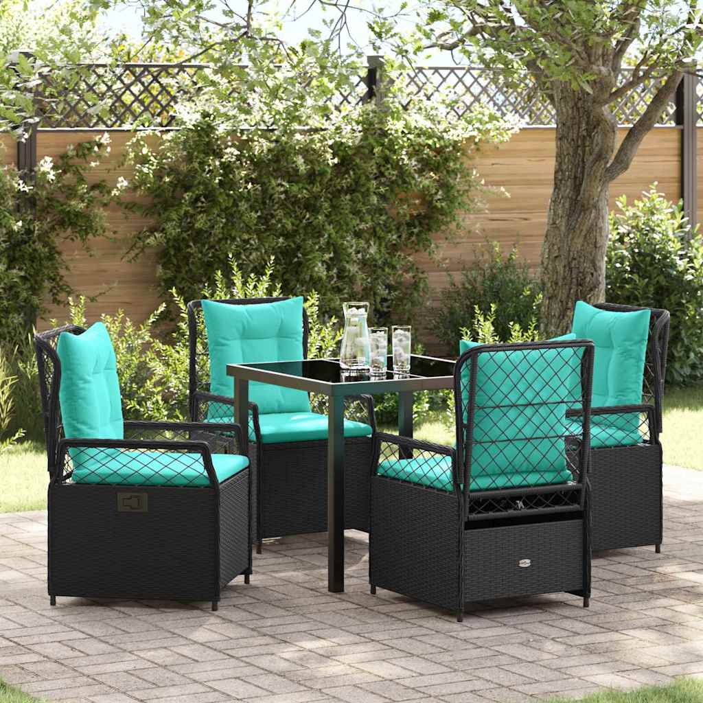 Garten Essgruppe 5 stk. Schwarz Poly-Rattan