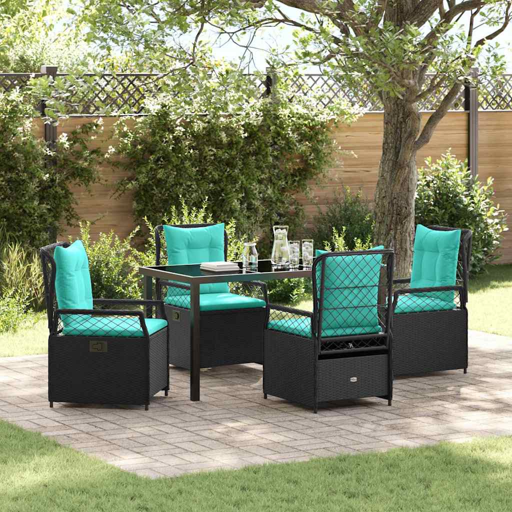 Garten Essgruppe 5 stk. Schwarz Poly-Rattan