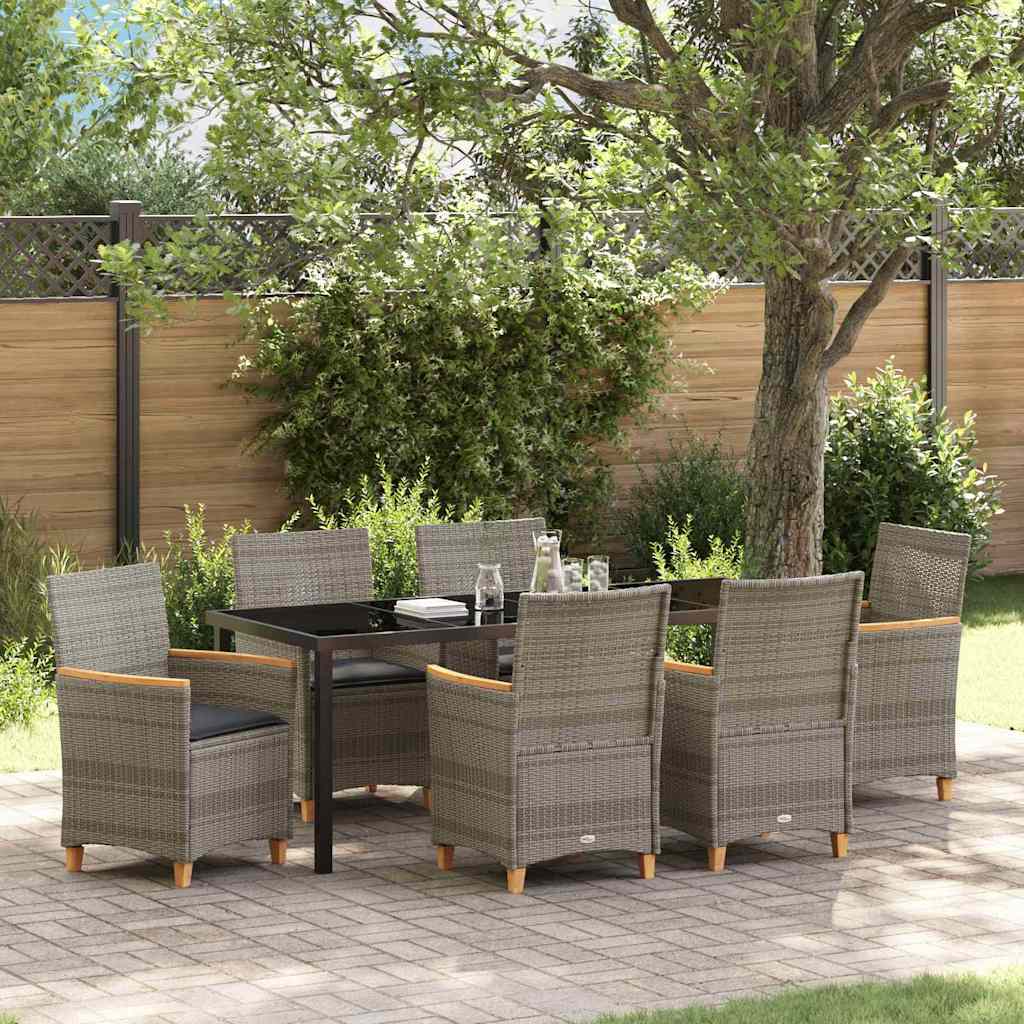 Garten Essgruppe 7 stk. Grau Poly-Rattan