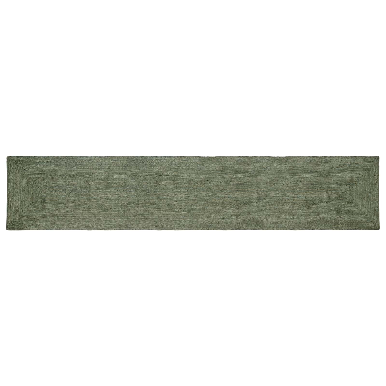 Bereichsteppich Olivgrün 80 x 400 cm Jute