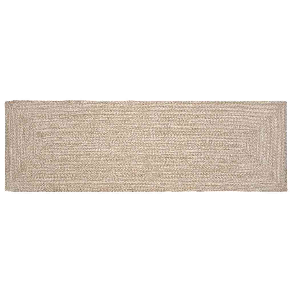 Bereichsteppich Natürlich und Weiß 80 x 250 cm Jute