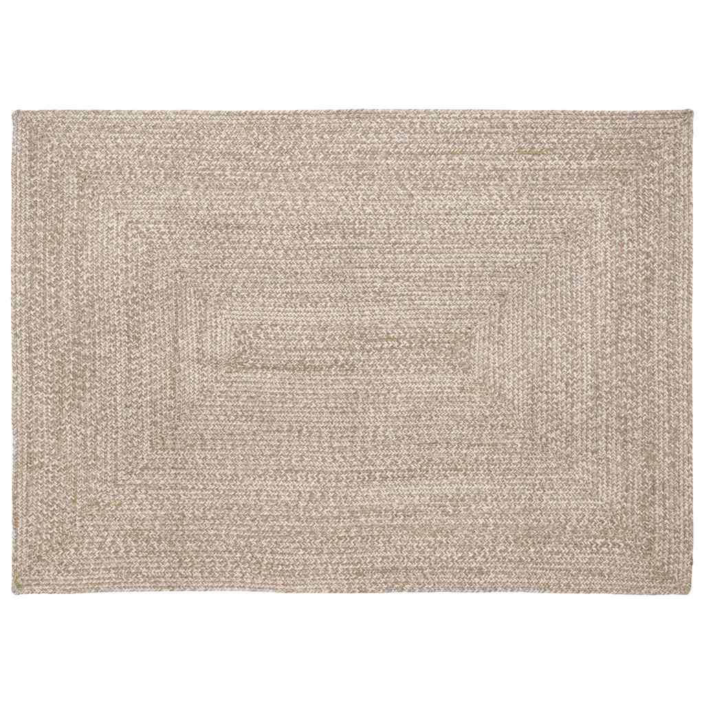 Bereichsteppich Natürlich und Weiß 120 x 170 cm Jute