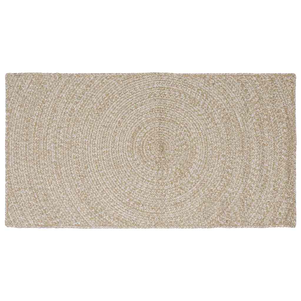 Bereichsteppich Natürlich und Weiß 80 x 150 cm Jute