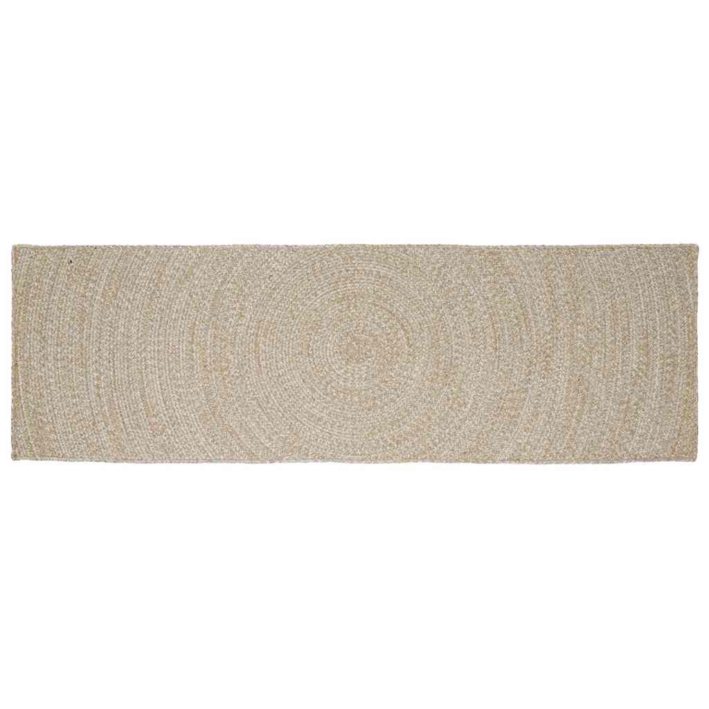 Bereichsteppich Natürlich und Weiß 80 x 250 cm Jute