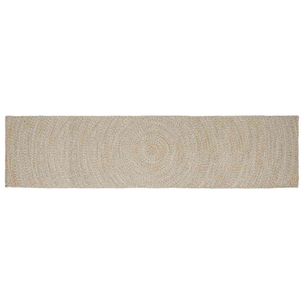Bereichsteppich Natürlich und Weiß 80 x 400 cm Jute