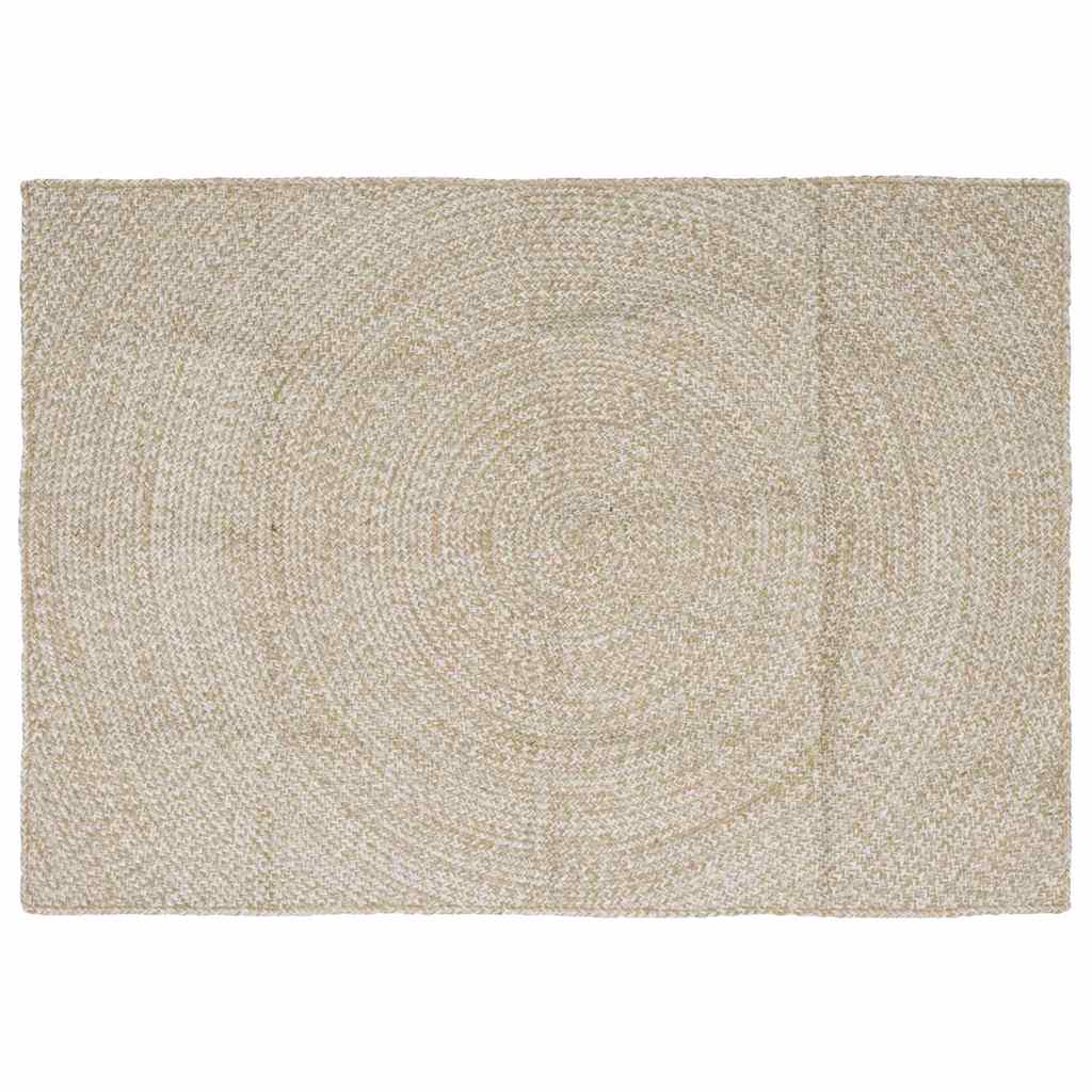Bereichsteppich Natürlich und Weiß 120 x 170 cm Jute