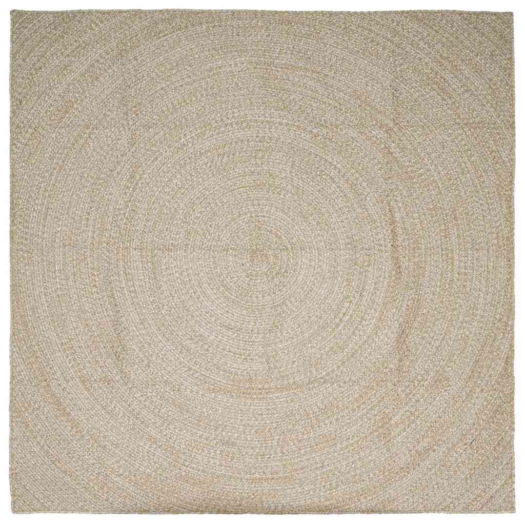 Bereichsteppich Natürlich und Weiß 300 x 300 cm Jute
