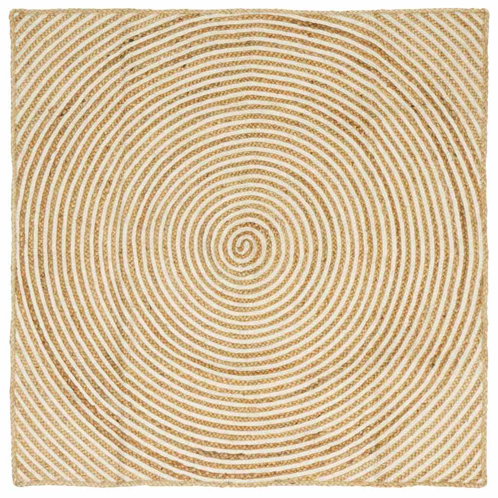 Bereichsteppich Weiß 120 x 120 cm Jute