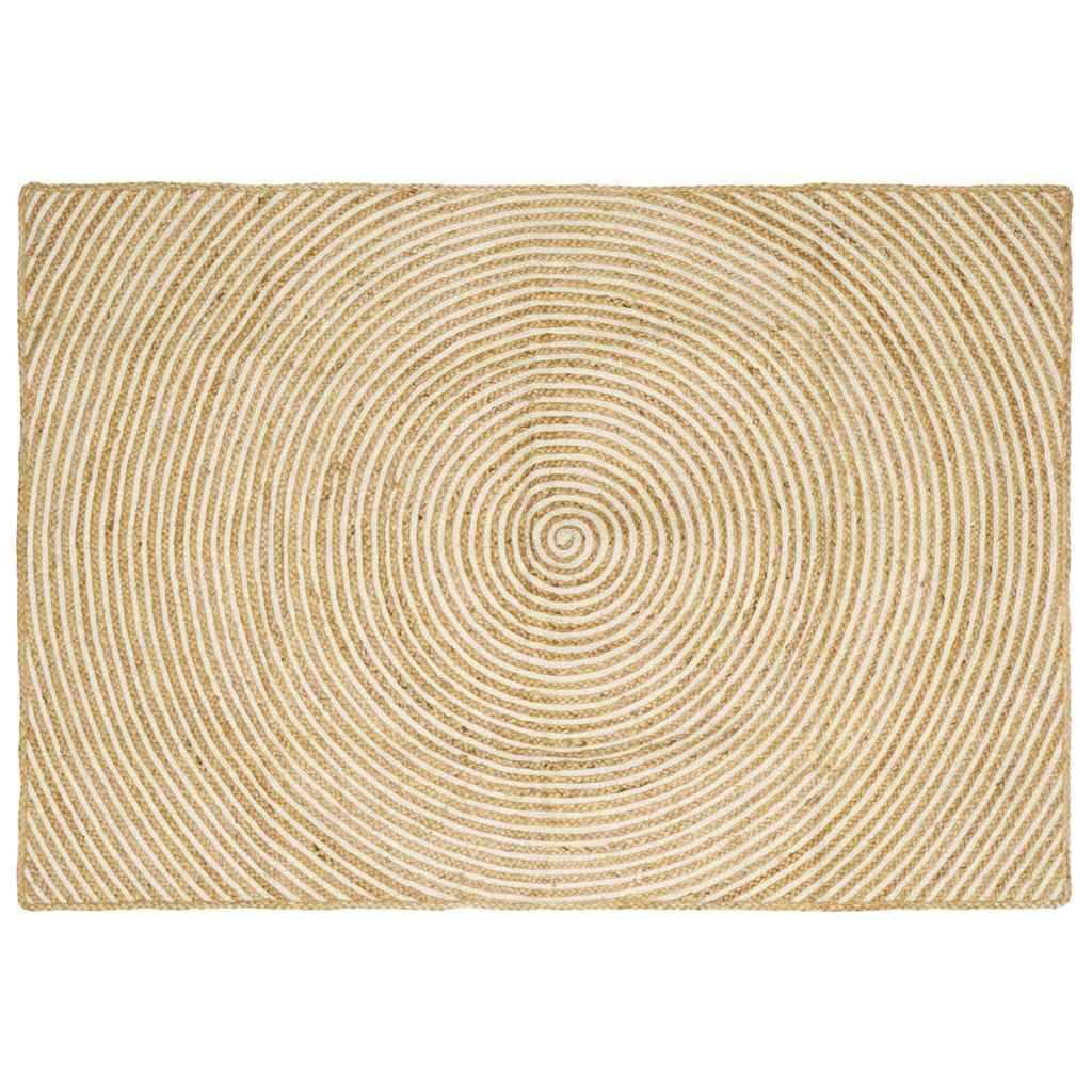 Bereichsteppich Weiß 140 x 200 cm Jute