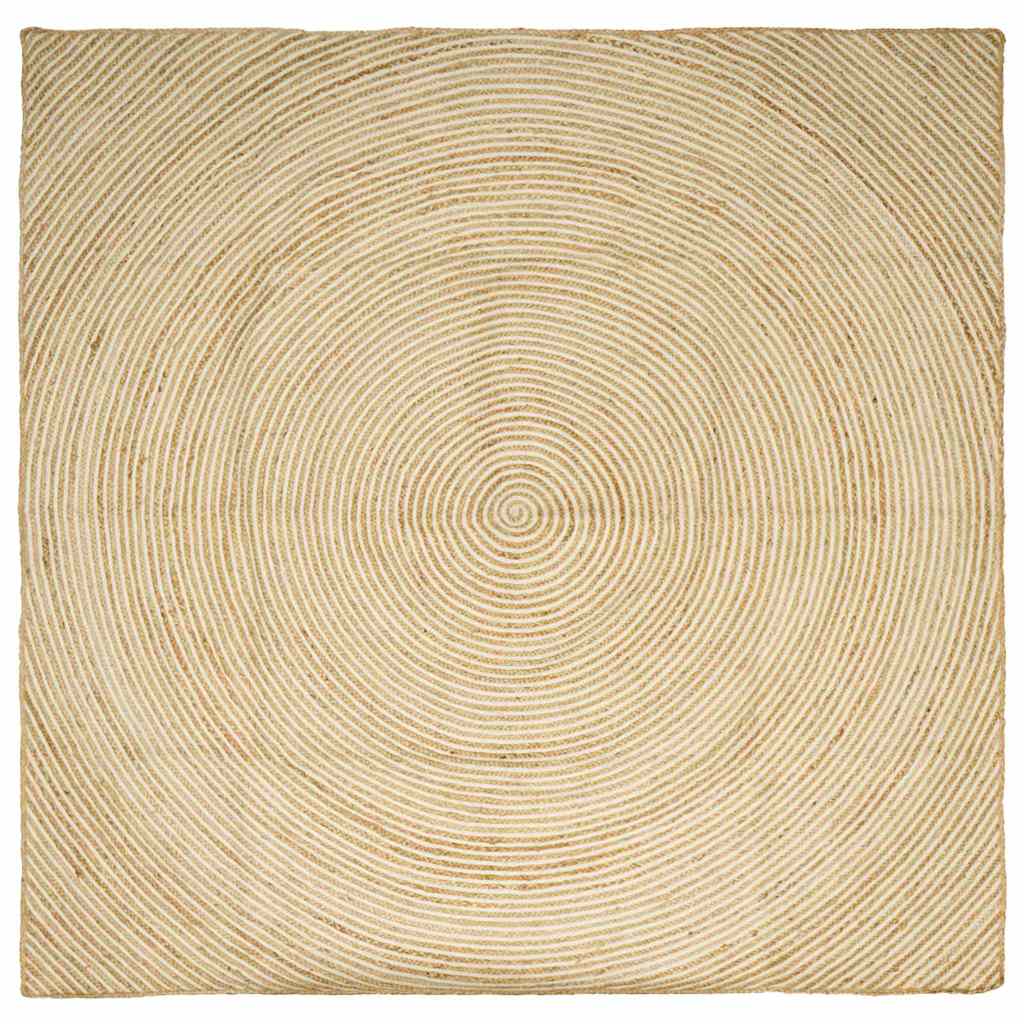 Bereichsteppich Weiß 240 x 240 cm Jute