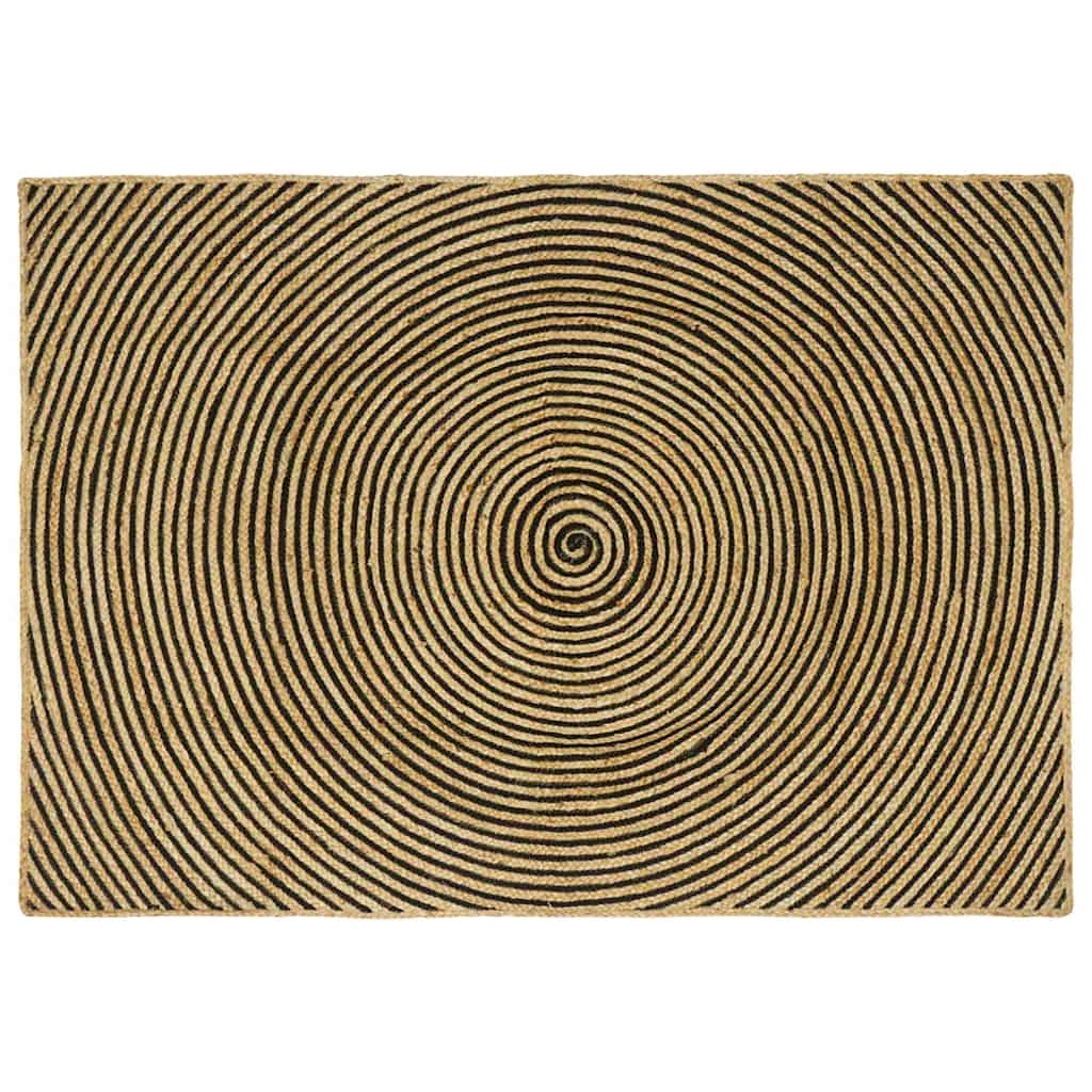 Bereichsteppich Schwarz 140 x 200 cm Jute