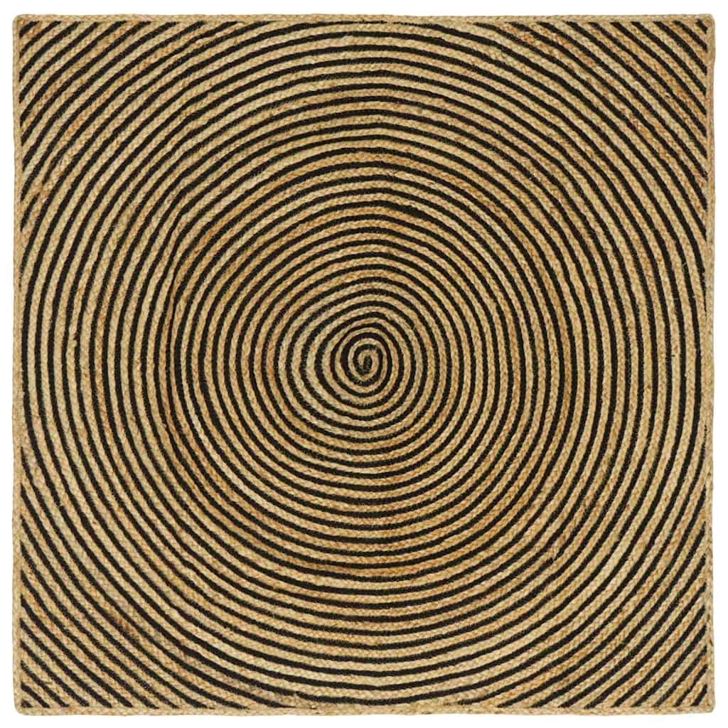Bereichsteppich Schwarz 160 x 160 cm Jute