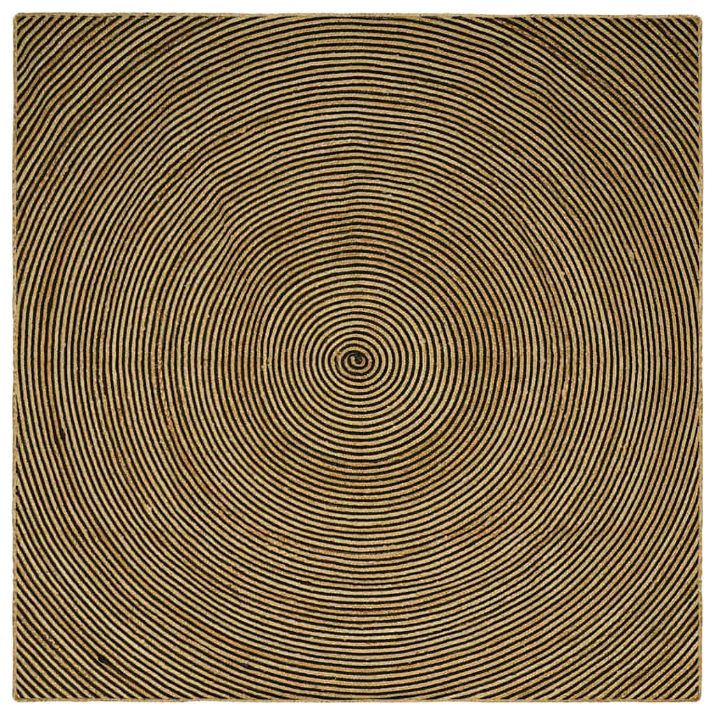 Bereichsteppich Schwarz 240 x 240 cm Jute