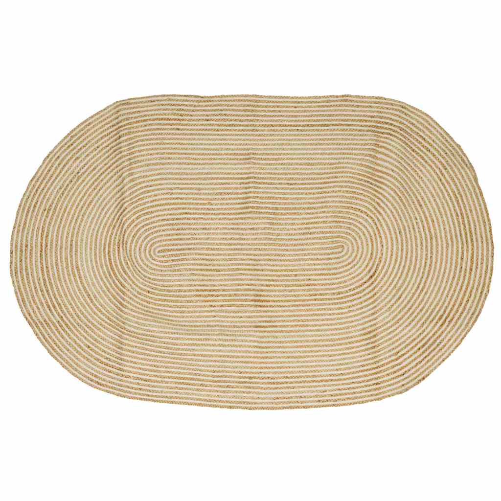 Bereichsteppich Natürlich und Weiß 152 x 245 cm Jute