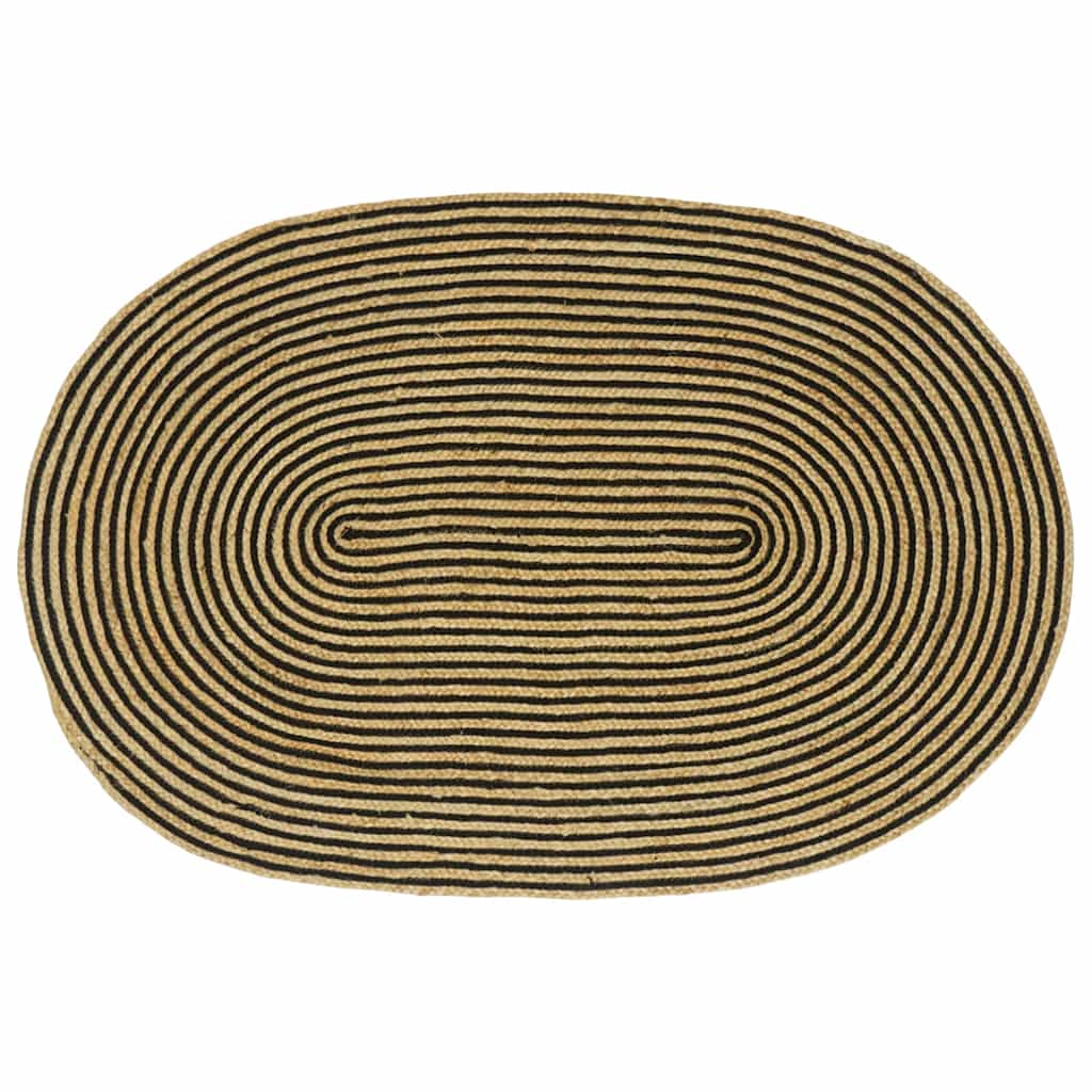 Bereichsteppich Natürlich und Schwarz 122 x 183 cm Jute