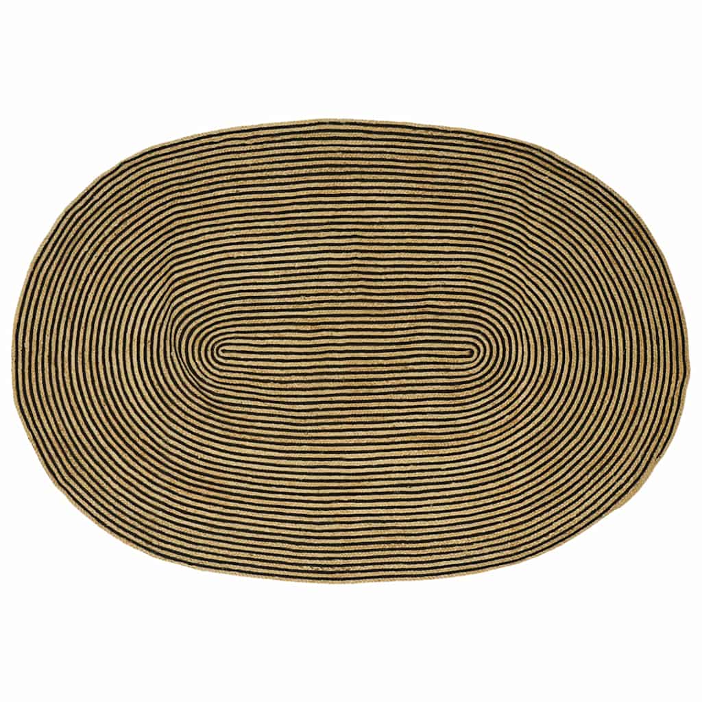 Bereichsteppich Natürlich und Schwarz 152 x 245 cm Jute