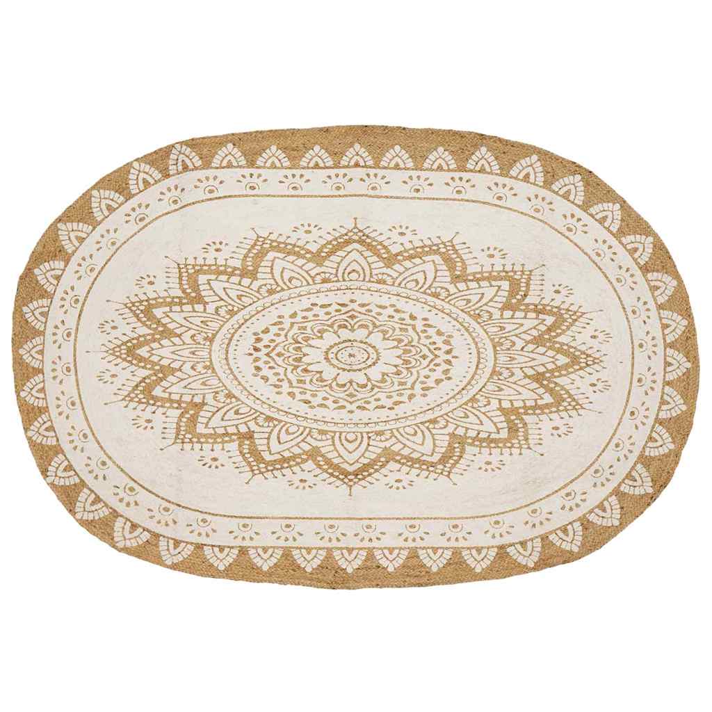 Bereichsteppiche Floral Natur mit weißem Druck 152 x 245 cm