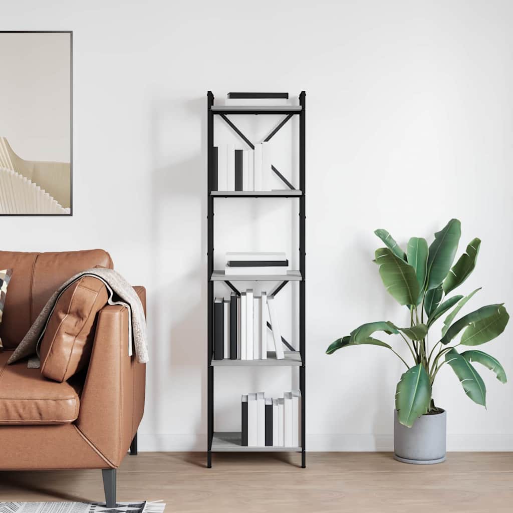 Bücherregal 40 x 30 x 155 cm Holzwerkstoff Grau Sonoma