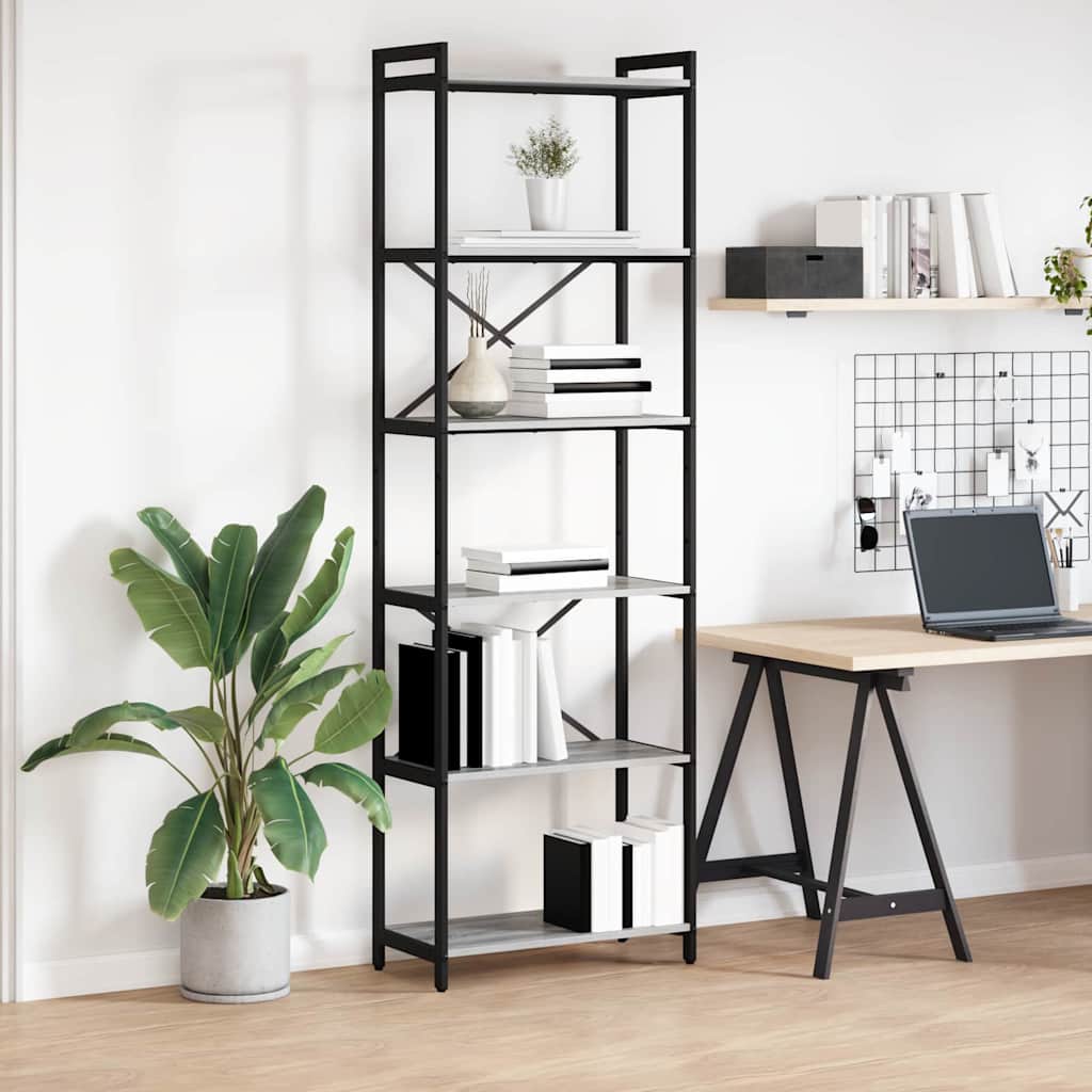 Bücherregal 60 x 30 x 189,5 cm Holzwerkstoff Grau Sonoma