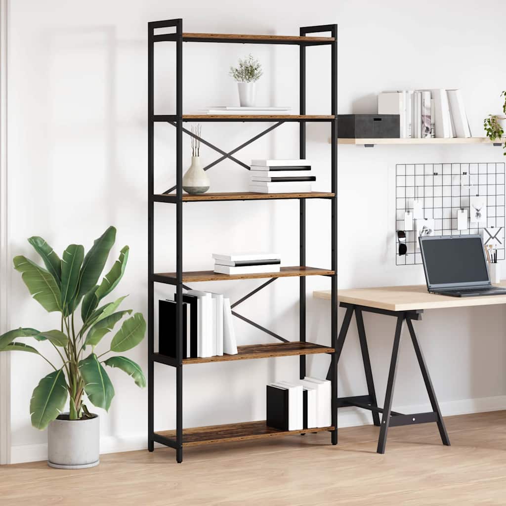 Bücherregal 80 x 30 x 189,5 cm Holzwerkstoff Altholz