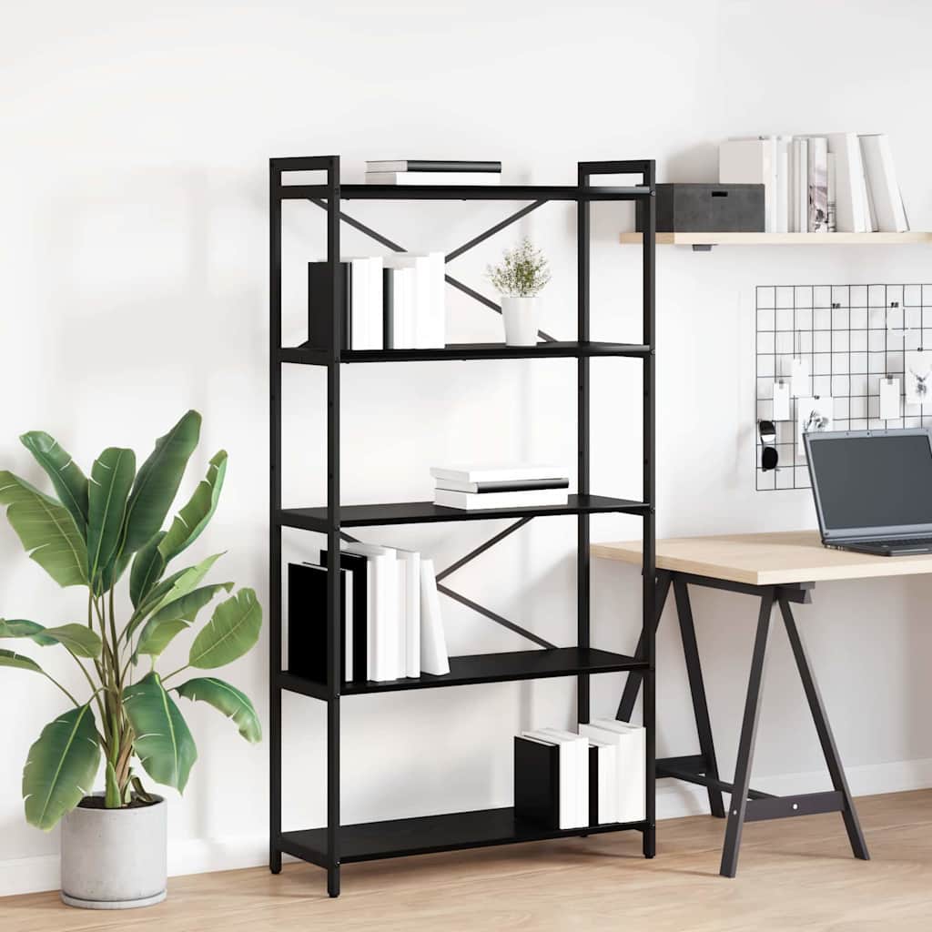 Bücherregal 80 x 30 x 155 cm Holzwerkstoff Schwarz Eichen-Optik