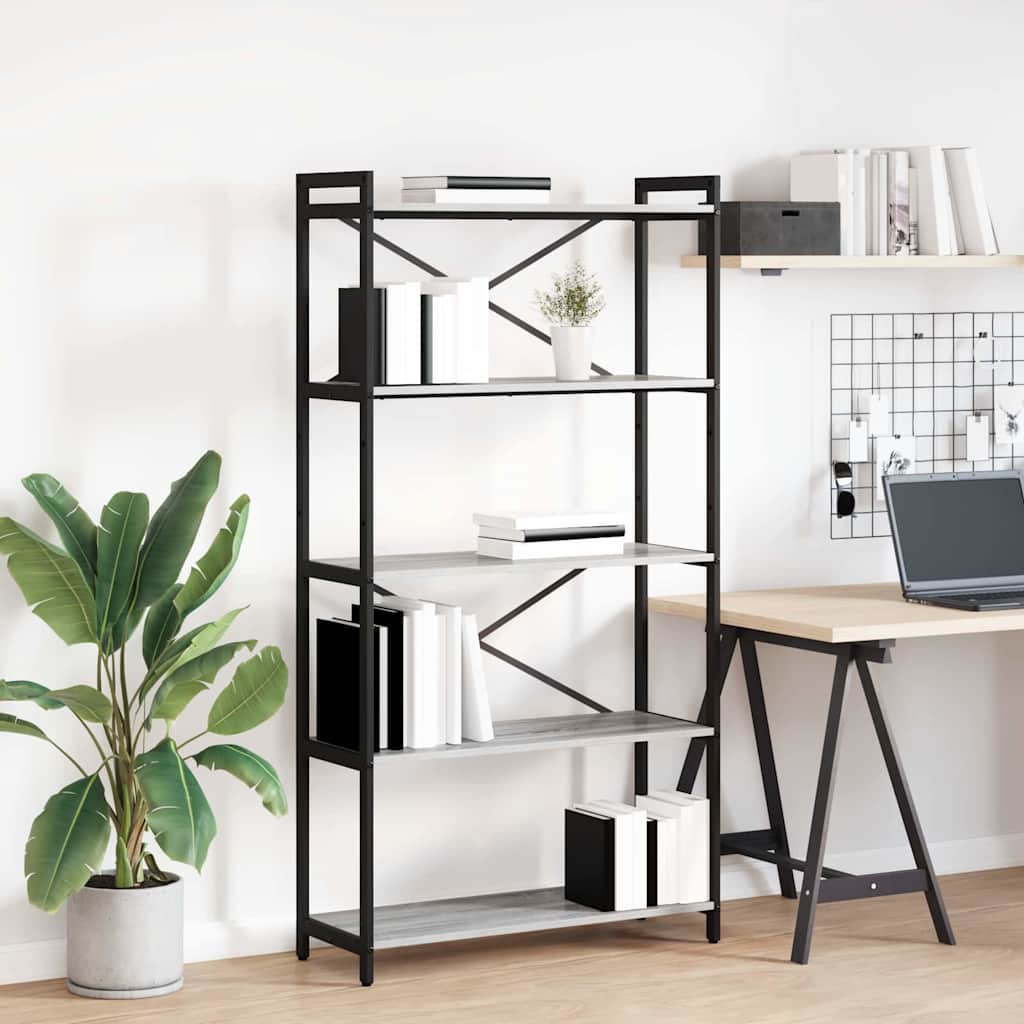 Bücherregal 80 x 30 x 155 cm Holzwerkstoff Grau Sonoma