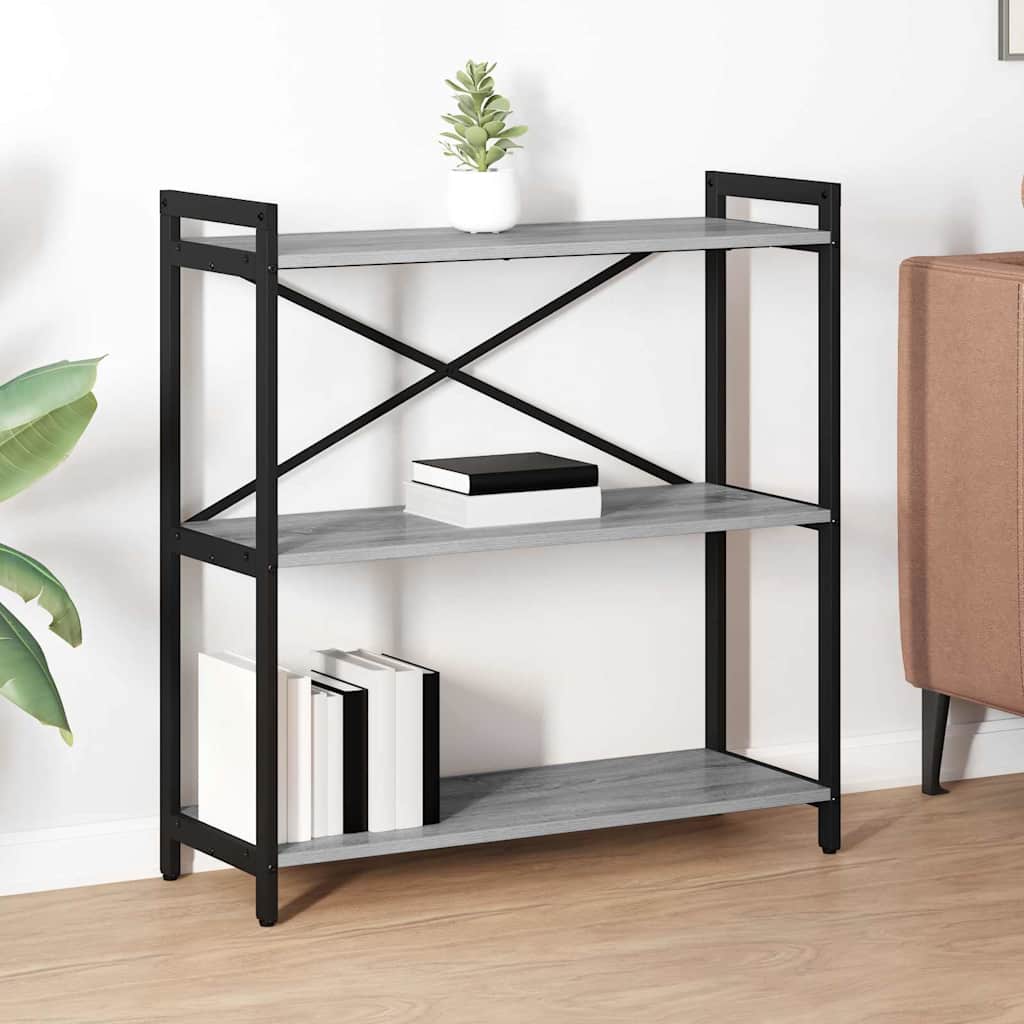 Bücherregal 80 x 30 x 85 cm Holzwerkstoff Grau Sonoma