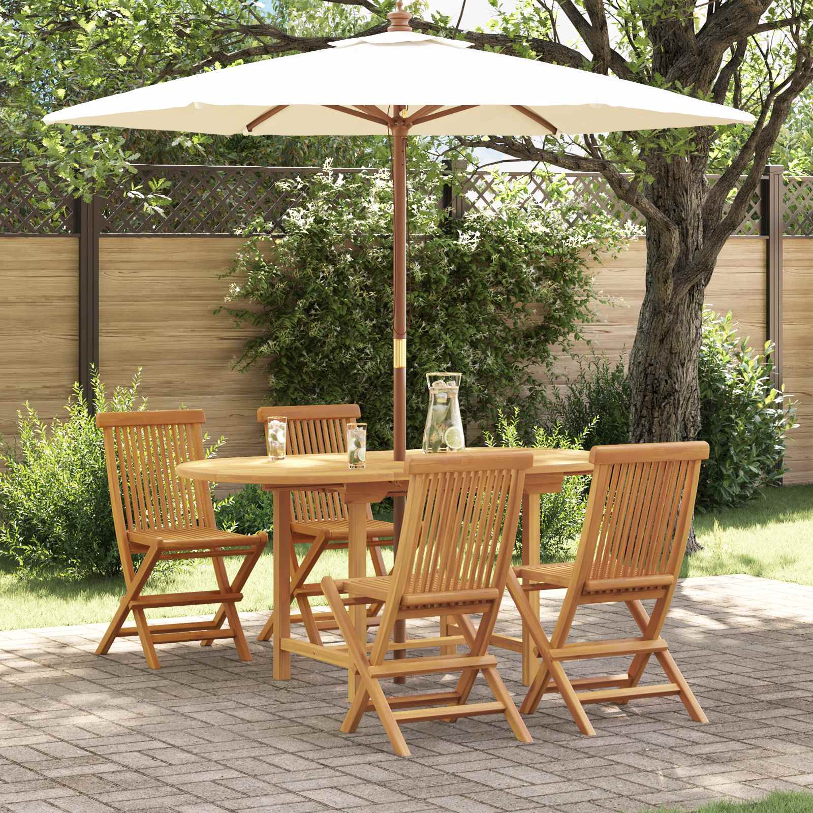 Garten Essgruppe 5 stk. Braun Massivholz Teak