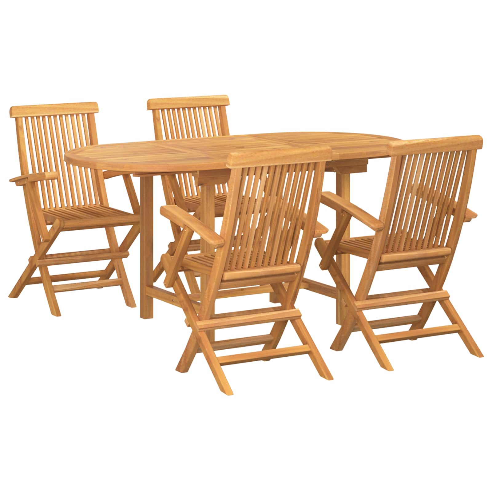 Garten Essgruppe 5 stk. Braun Massivholz Teak