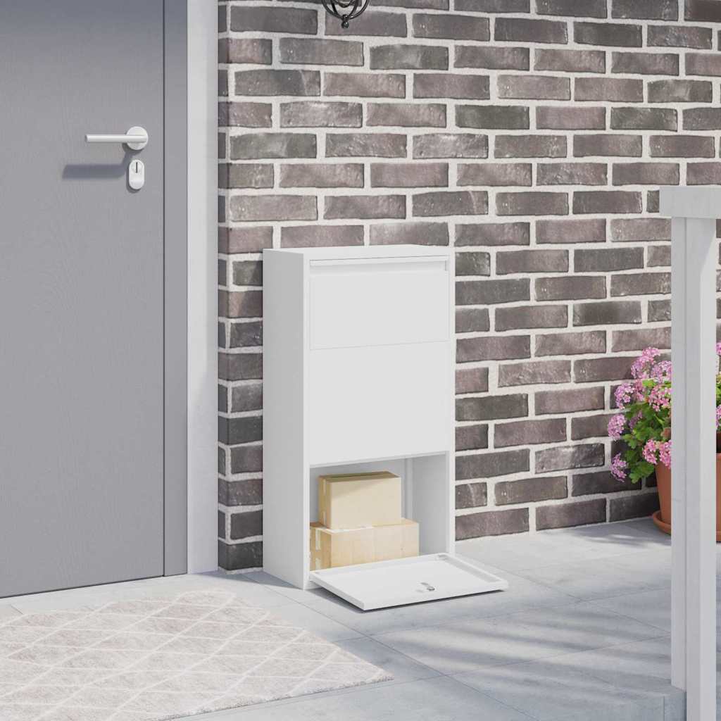 Paketdrop-Box mit Speicher mit Tür Weiß 44 x 22 x 82 cm Stahl