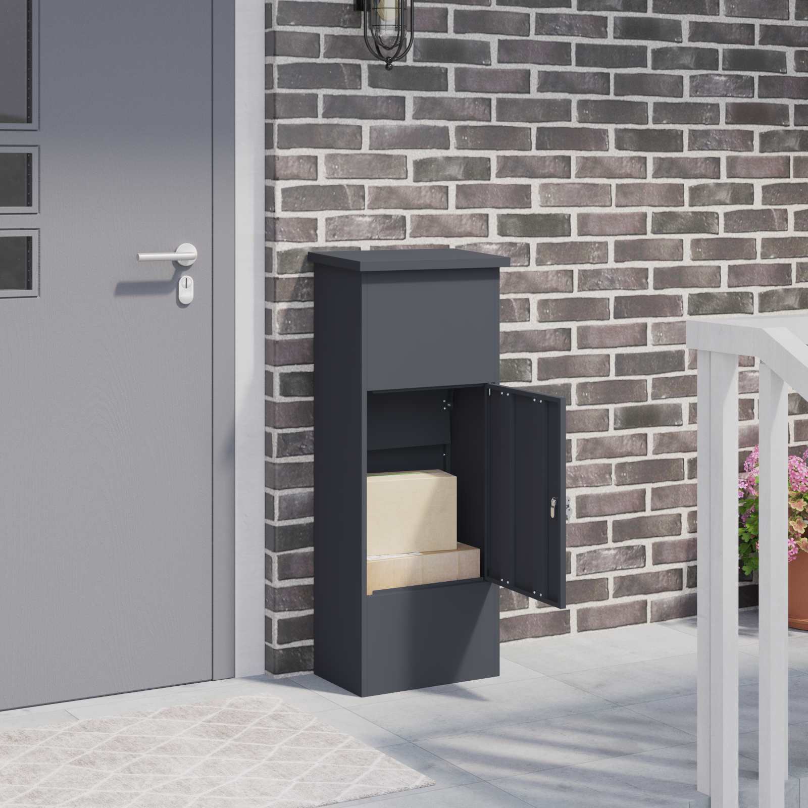 Paketdrop-Box mit Speicher Anthrazit 44,5 x 29 x 110,5 cm Stahl