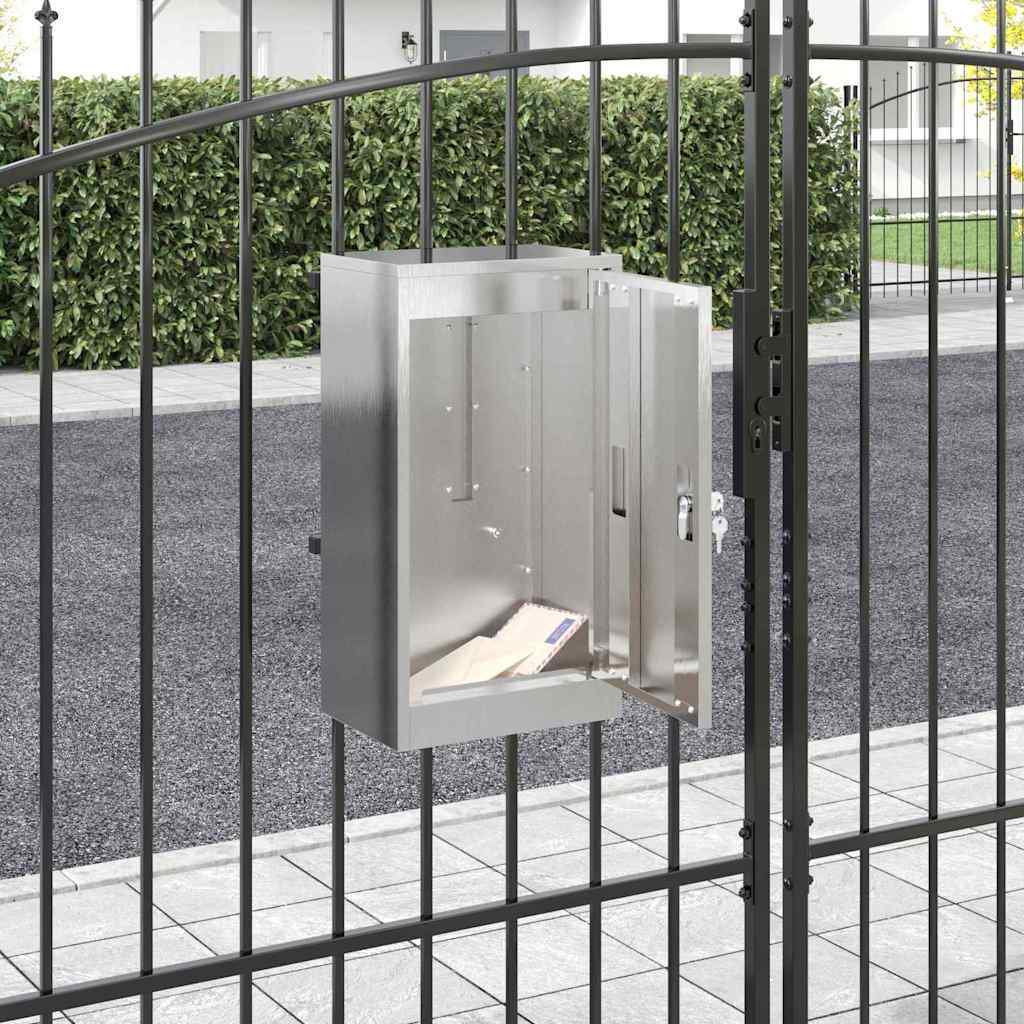 Briefkasten mit Speicher Silber 30 x 20 x 55 cm Edelstahl