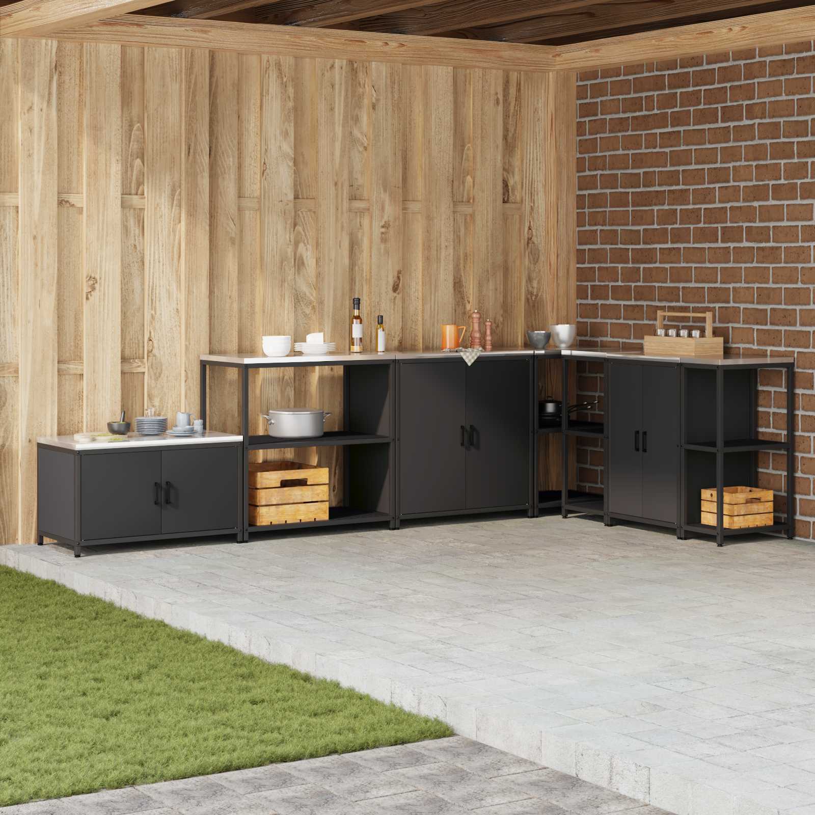 Küchenregal HATTEM Schwarz 90 x 50 x 92 cm Stahl