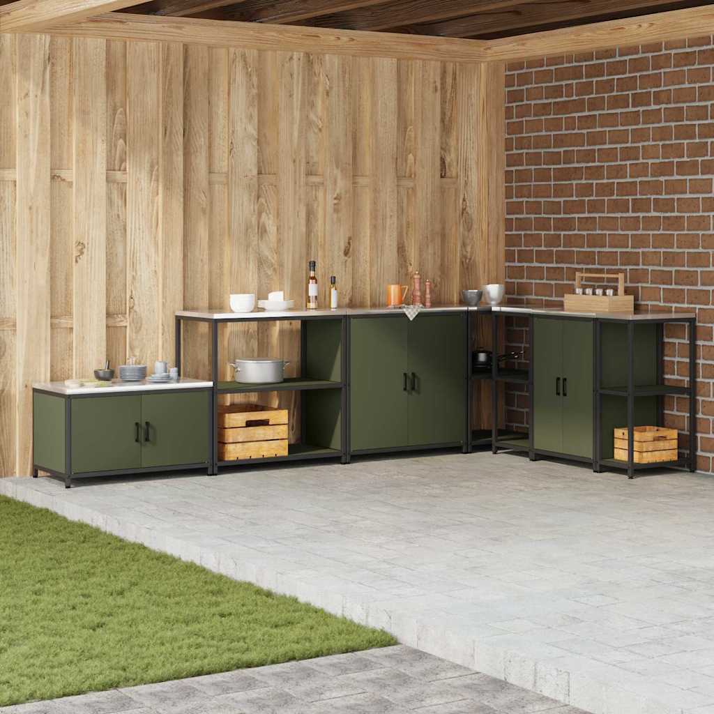 Küchenregal HATTEM Olivgrün 90 x 50 x 92 cm Stahl