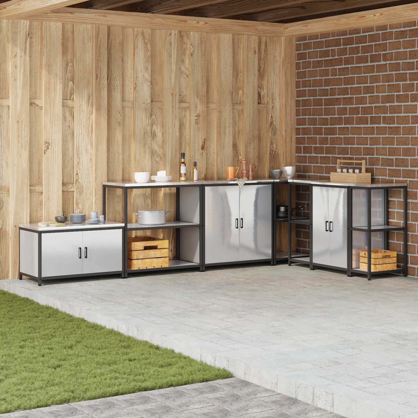 Küchenregal HATTEM Silber 90 x 50 x 92 cm Stahl
