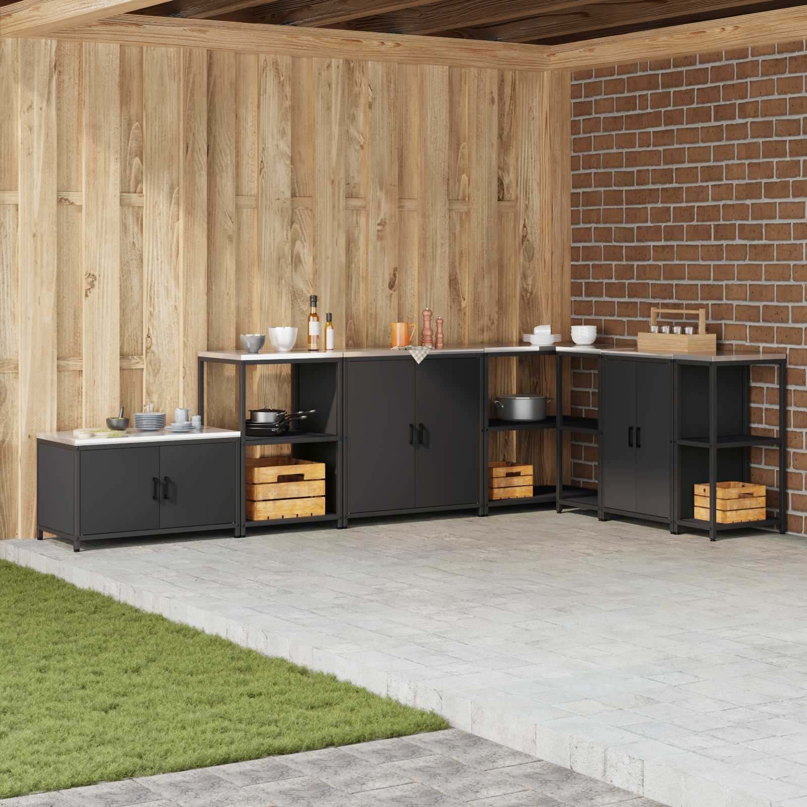 Küchenregal HATTEM Schwarz 60 x 50 x 92 cm Stahl