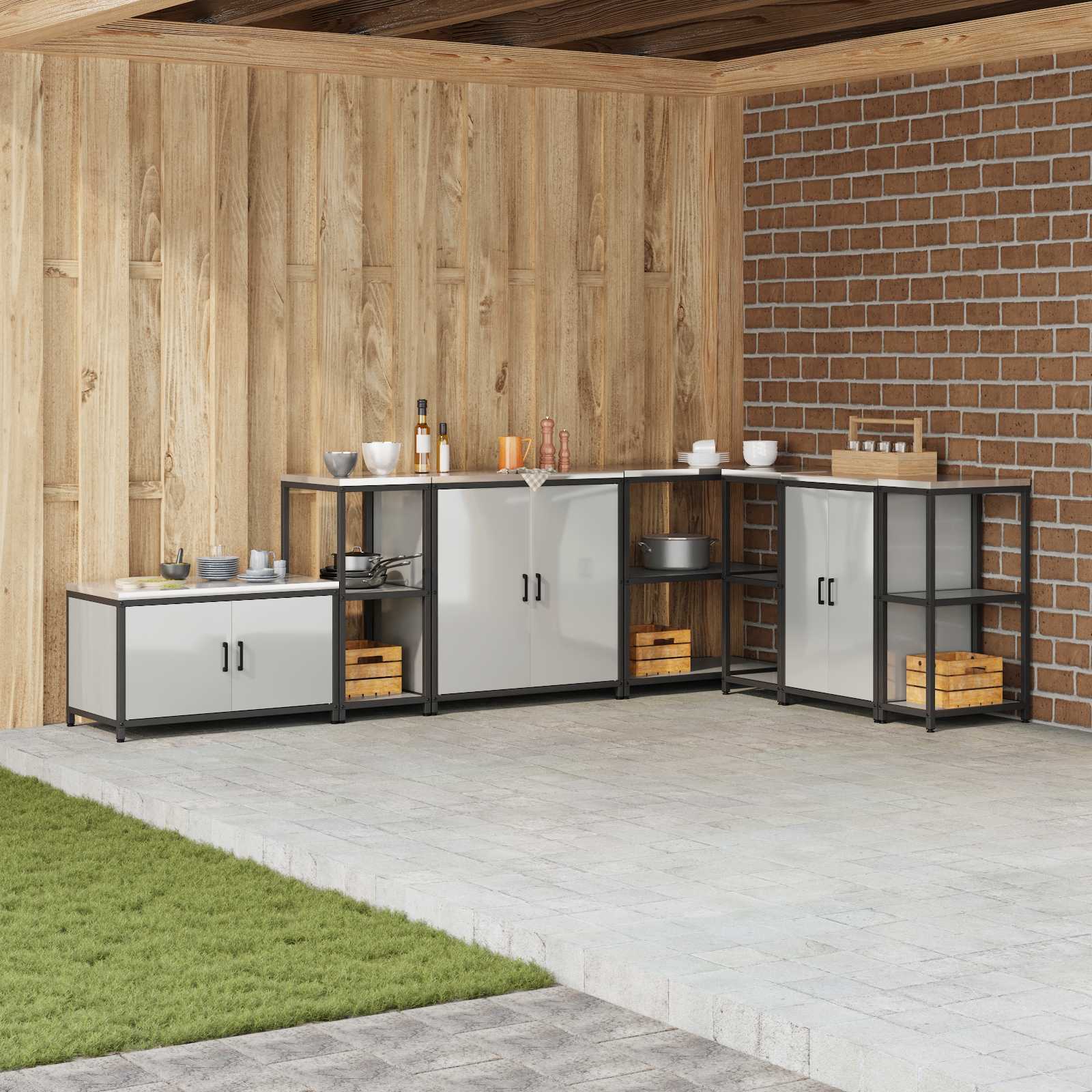 Küchenregal HATTEM Silber 40 x 50 x 92 cm Stahl