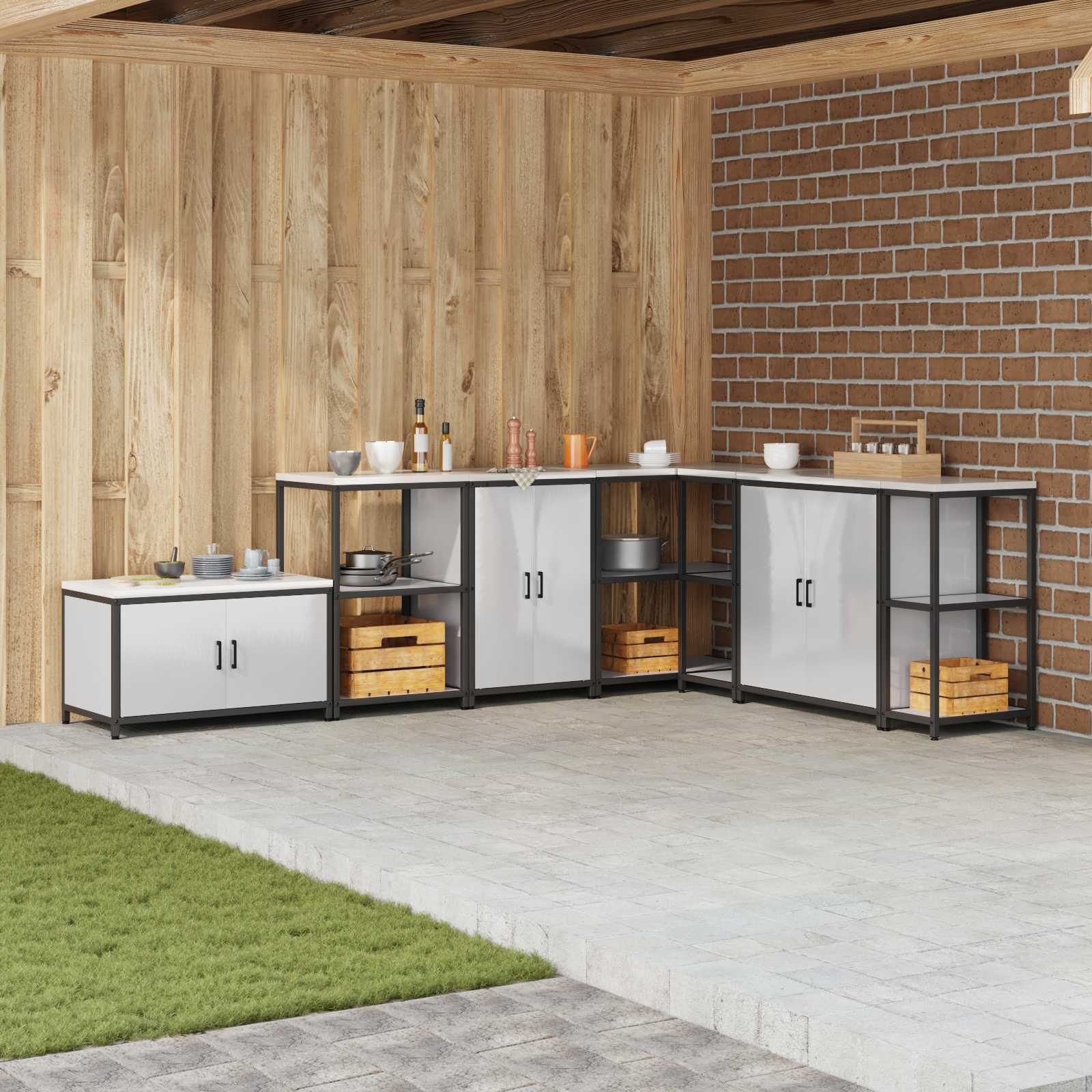 Küchenaufbewahrungsschrank HATTEM Silber 60 x 50 x 92 cm Stahl