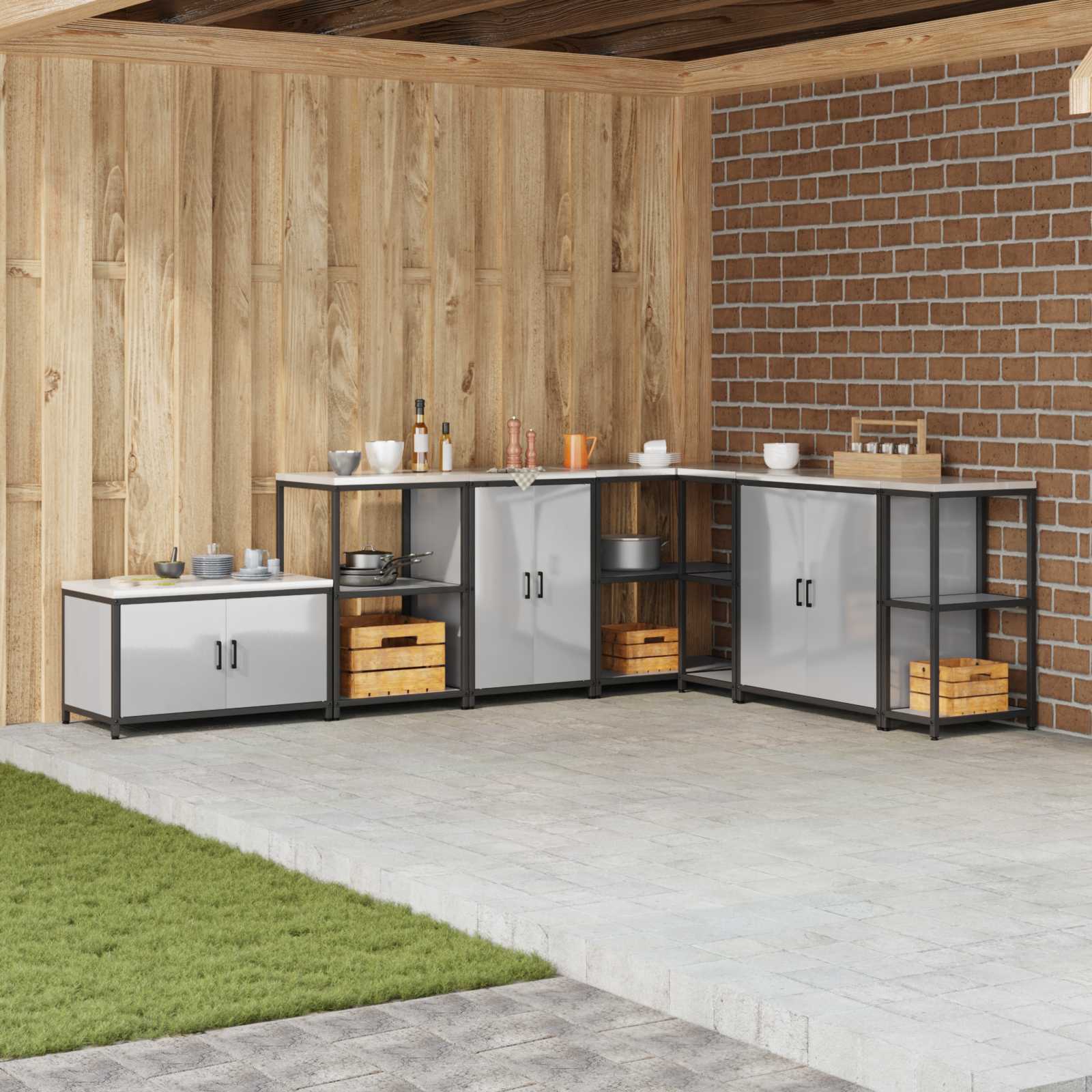 Küchenaufbewahrungsschrank HATTEM Silber 60 x 50 x 92 cm Stahl